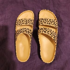 Old Navy Leopard Print Slide Sandals - Casual Women's Slides Sz 9
